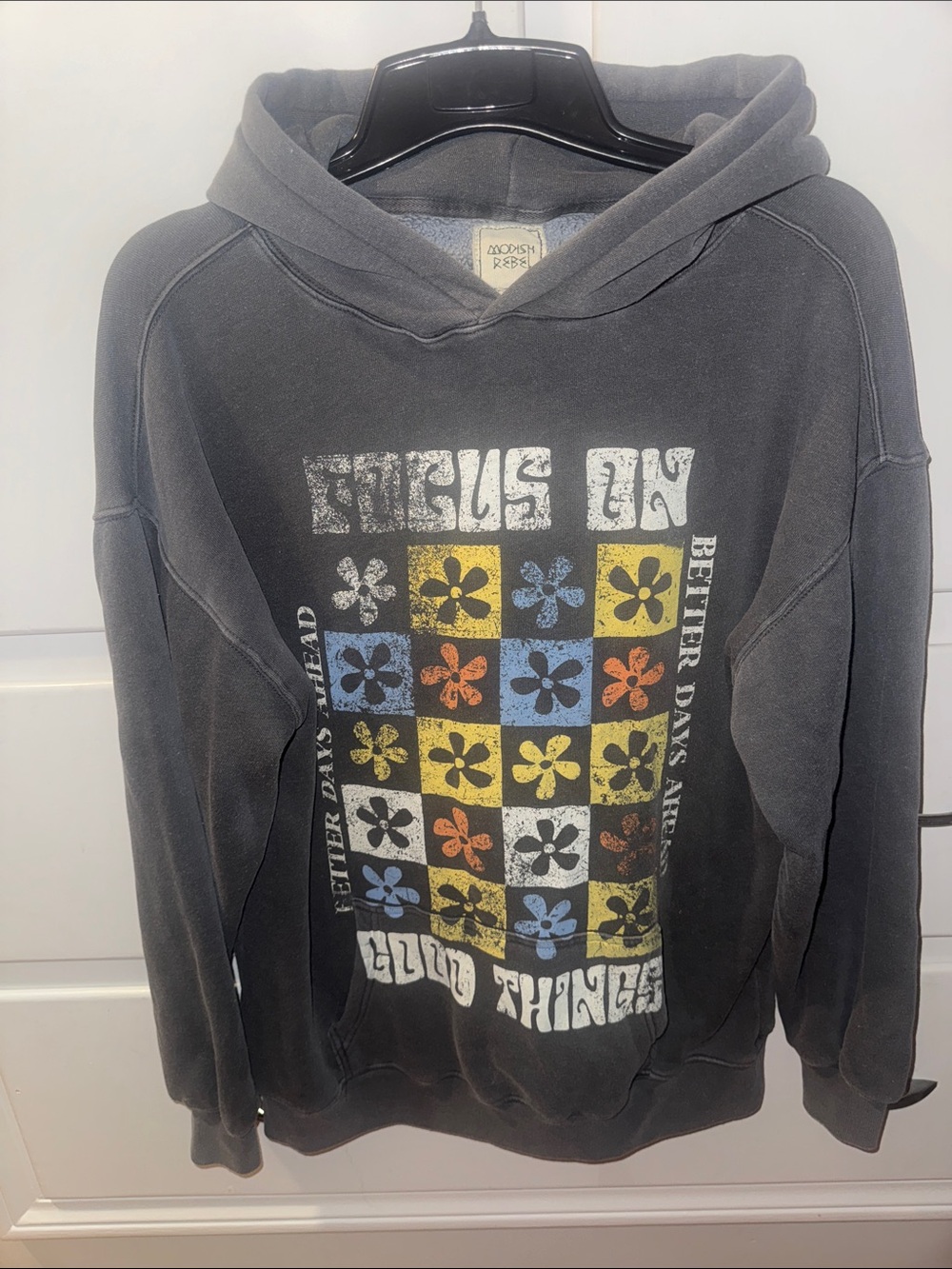 Focus On Good Things Women's Charcoal Graphic Hoodie